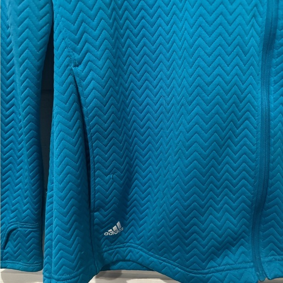 Adidas Women's Textured Layer Long Sleeve Full Zip Jacket Aqua 
Blue Size L - Picture 5 of 9